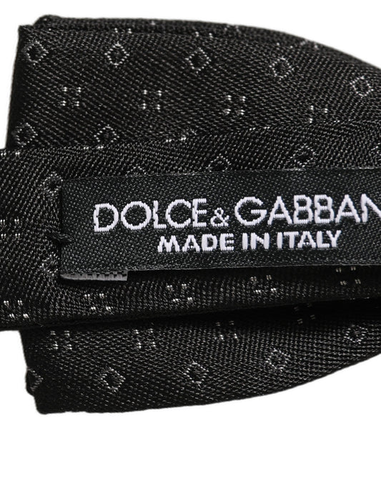 Dolce & Gabbana Black Diamond Pattern Adjustable Neck Papillon Bow Tie