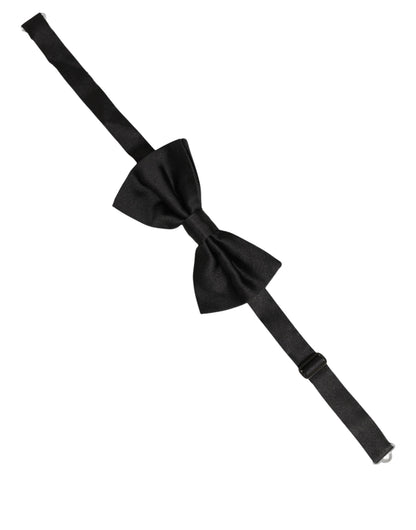 Dolce & Gabbana Men Black 100% Silk Adjustable Neck Papillon Bow Tie