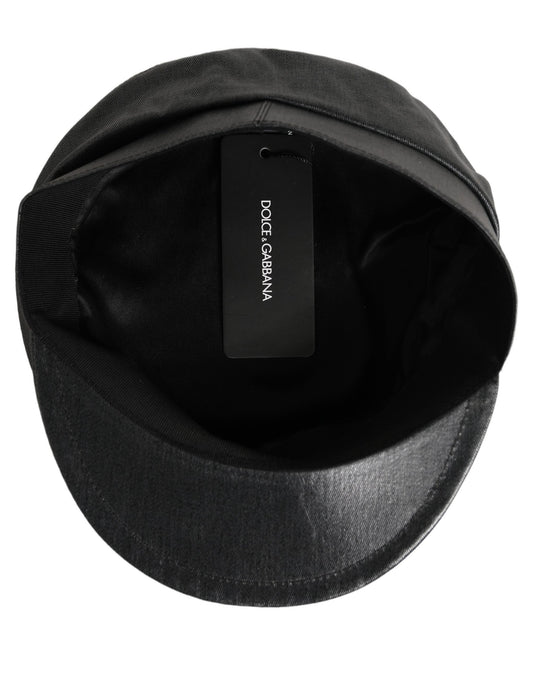 Dolce & Gabbana Black Cotton Gold DG Chain Baker Boy Capello Hat