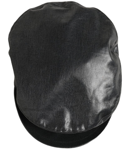 Dolce & Gabbana Black Cotton Gold DG Chain Baker Boy Capello Hat