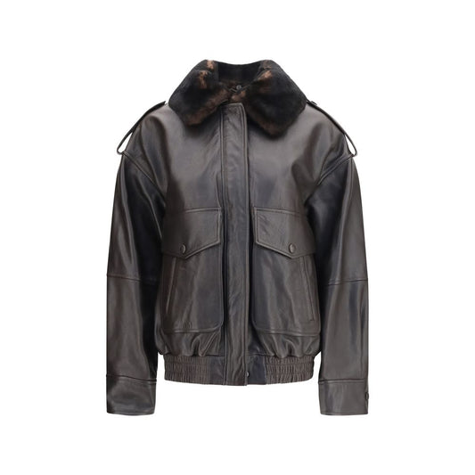 Loulou De Saison Brown Calf Leather Bos Taurus Bomber