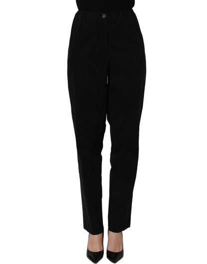 QL2 Black High-Waisted Straight Chino Women Trouser Pants