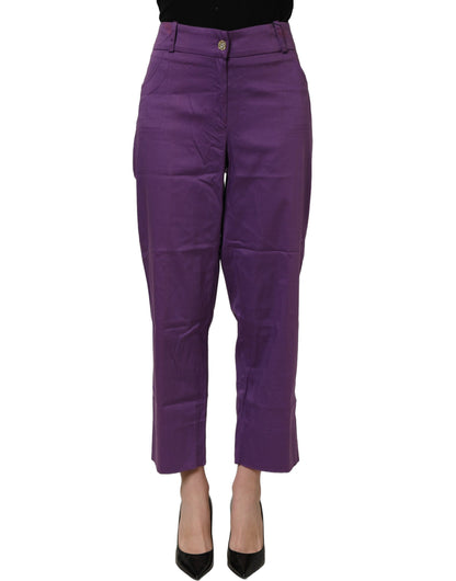 BENCIVENGA Violet Cotton Stretch High Waist Cropped Trouser Pants