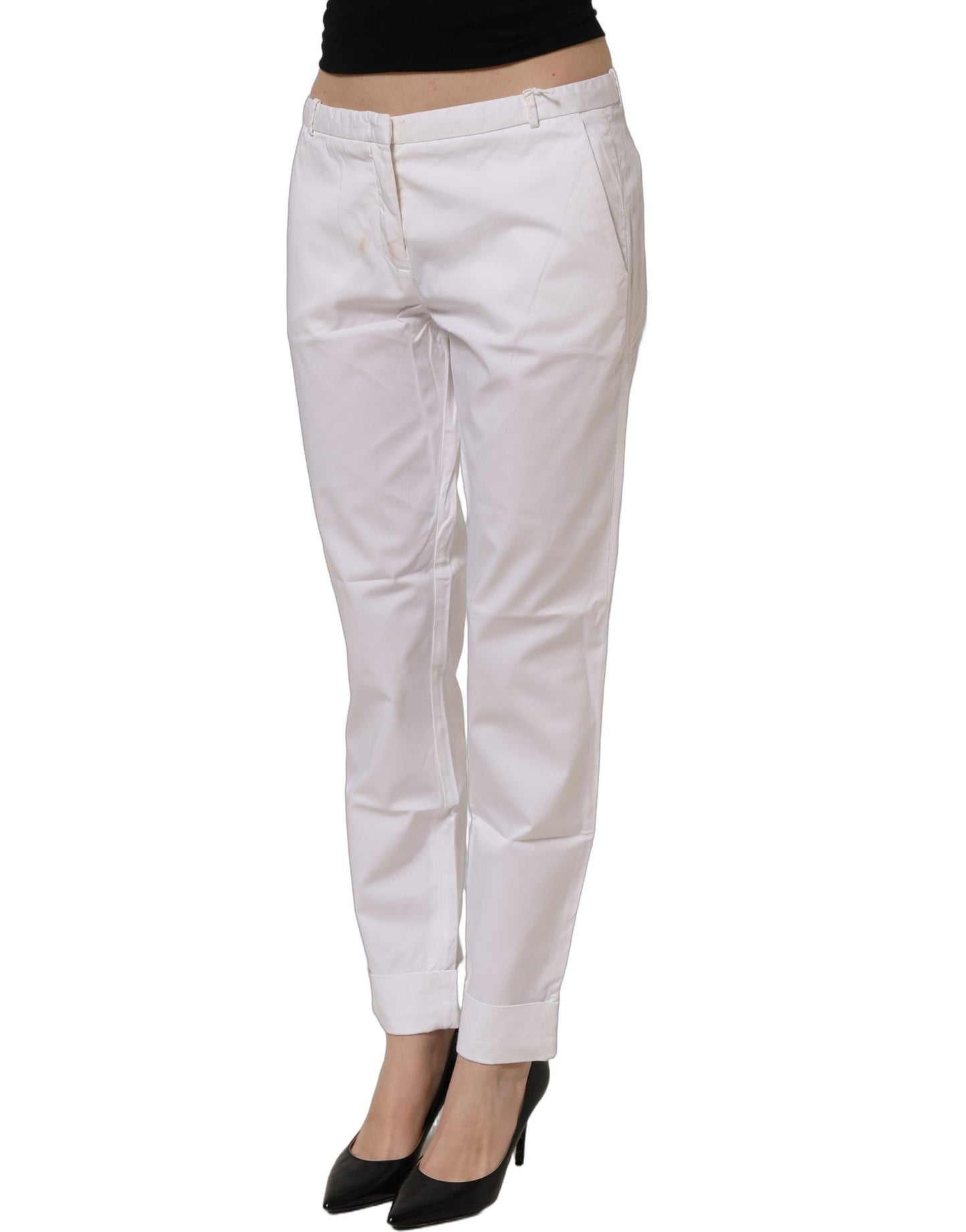 Fabiana Filippi White Low Waist Straight Formal Trouser Pants