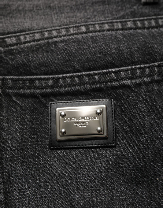 Dolce & Gabbana Black Cotton Stretch Straight Denim Jeans