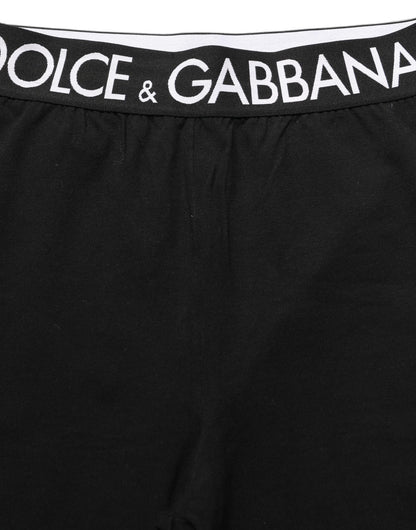 Dolce & Gabbana Black Cotton HighWaist Cropped Leggings Pants