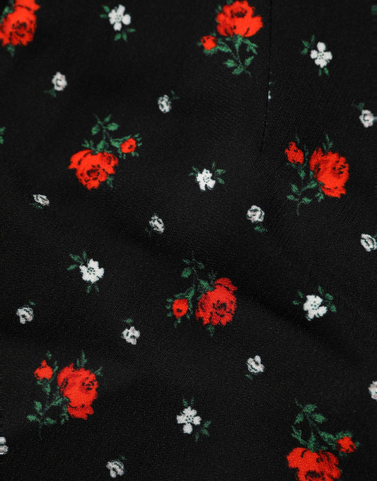 Dolce & Gabbana Black Floral High Rise Women Hot Pants Shorts