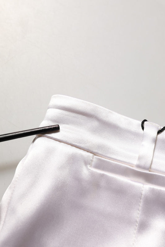 Dolce & Gabbana White Satin High Rise Women Hot Pants Shorts