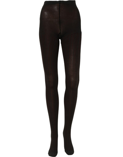 Dolce & Gabbana Socks Black Wool Tights Stocking Pantyhose One Size