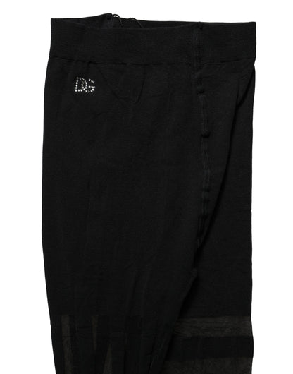 Dolce & Gabbana Black Stripes Tights Stockings Pantyhose Socks
