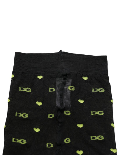 Dolce & Gabbana Black Nylon Logo Tights Stocking Pantyhose Socks