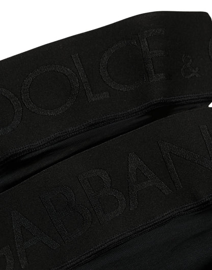 Dolce & Gabbana Black Nylon Logo Calf Long Women Accessory Socks