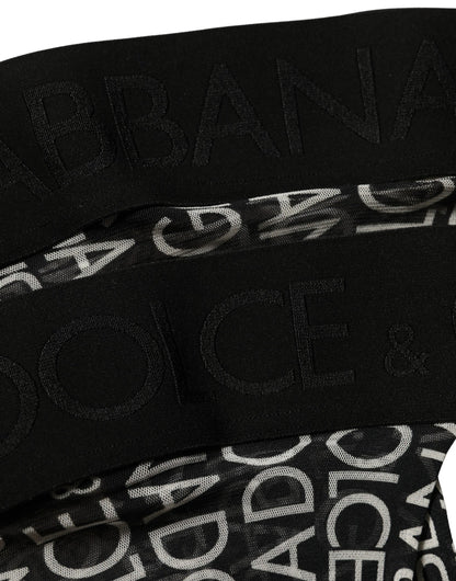 Dolce & Gabbana Black Sheer Logo Monogram High Stockings Socks