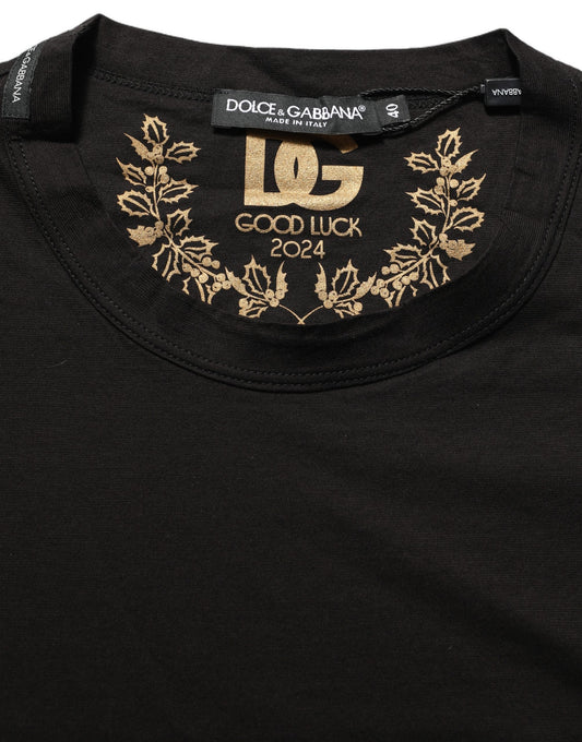 Dolce & Gabbana Black Cotton Crew Neck Short Sleeves T-shirt