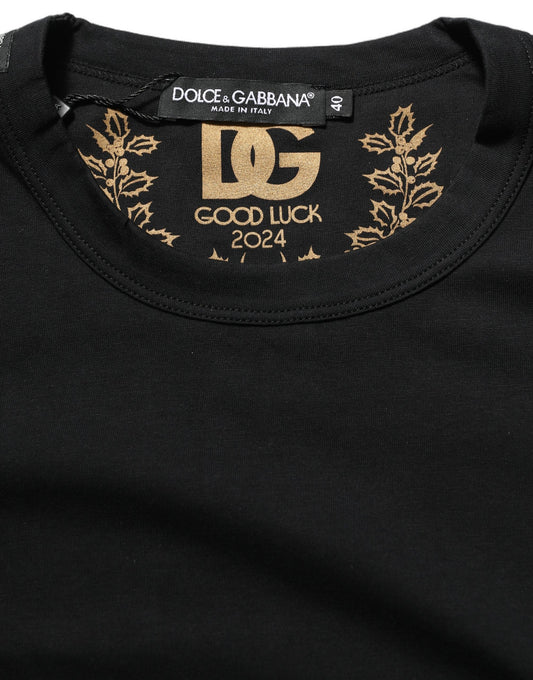 Dolce & Gabbana Black Cotton Crew Neck Short Sleeves T-shirt