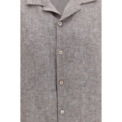 Brunello Cucinelli Gray Linen Shortsleeve Shirt