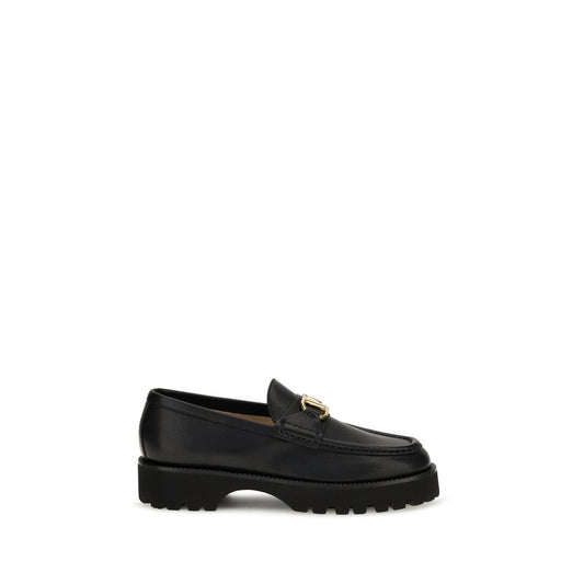 Valentino Garavani Black Calf Leather Bos Taurus Platform Loafers