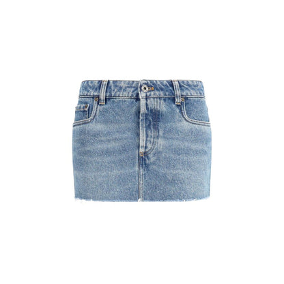 Miu Miu Blue Cotton Mini Skirt