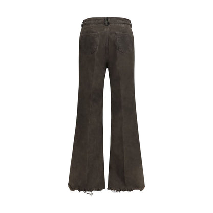 Rick Owens Bicolor Cotton Flared Jeans