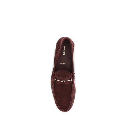 Tom Ford Bordeaux Calf Leather Bos Taurus Slip-On Loafers