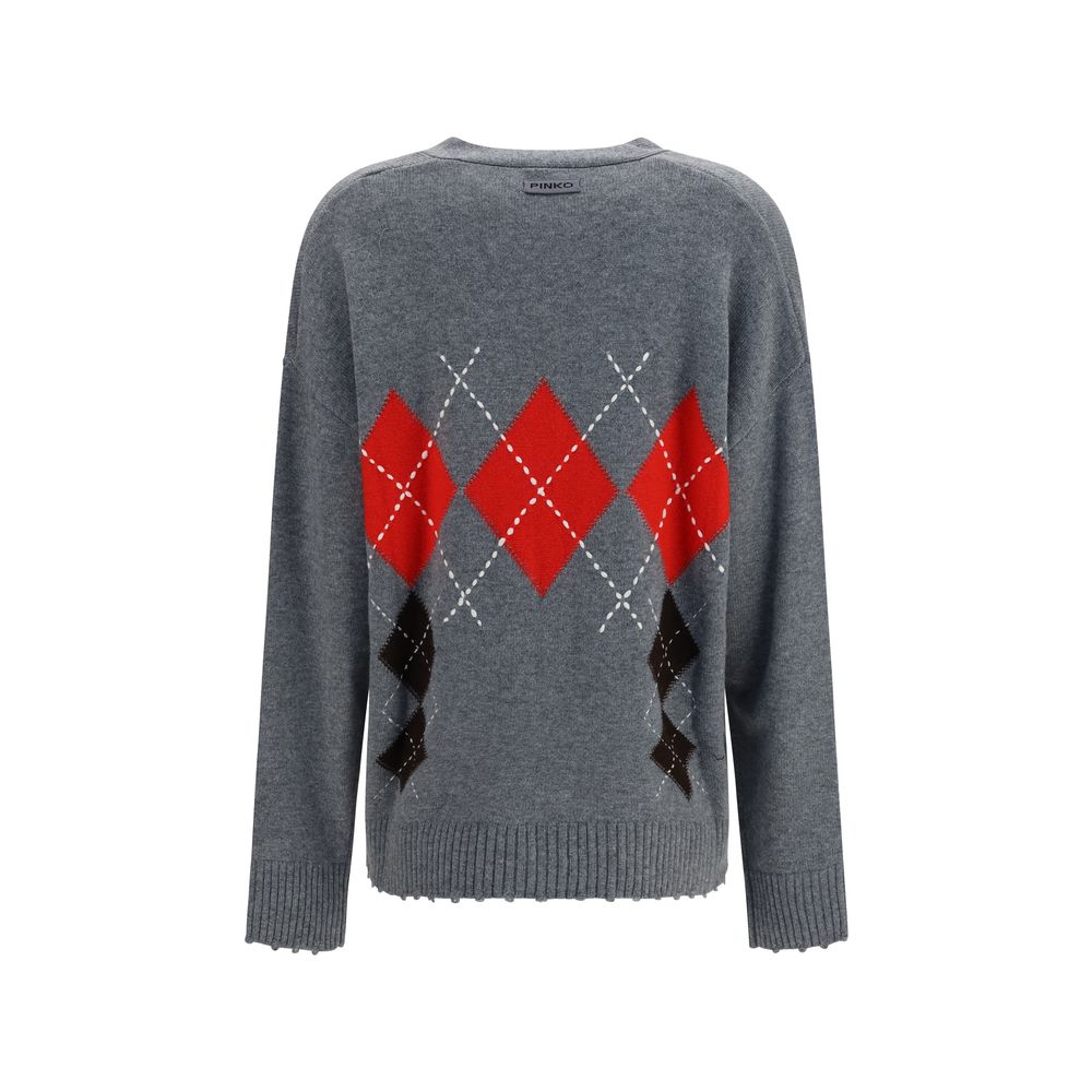 PINKO Gray Wool Oves Aries Cardigan