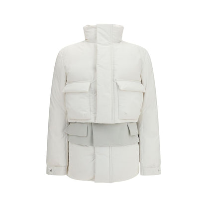 Sacai White Polyester Full-Length Jacket