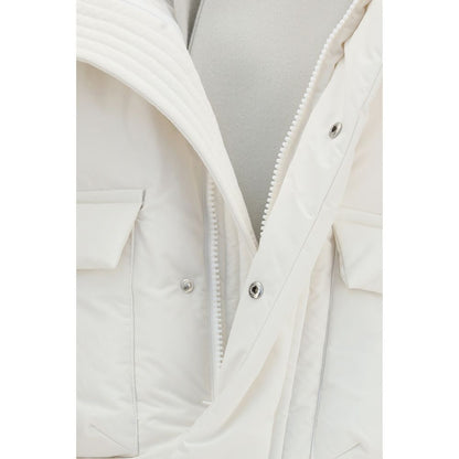 Sacai White Polyester Full-Length Jacket