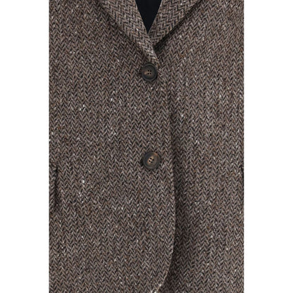 Brunello Cucinelli Brown Wool Oves Aries Biker Jacket