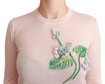 Dolce & Gabbana Seidenmischung Floral Bestickter Pullover