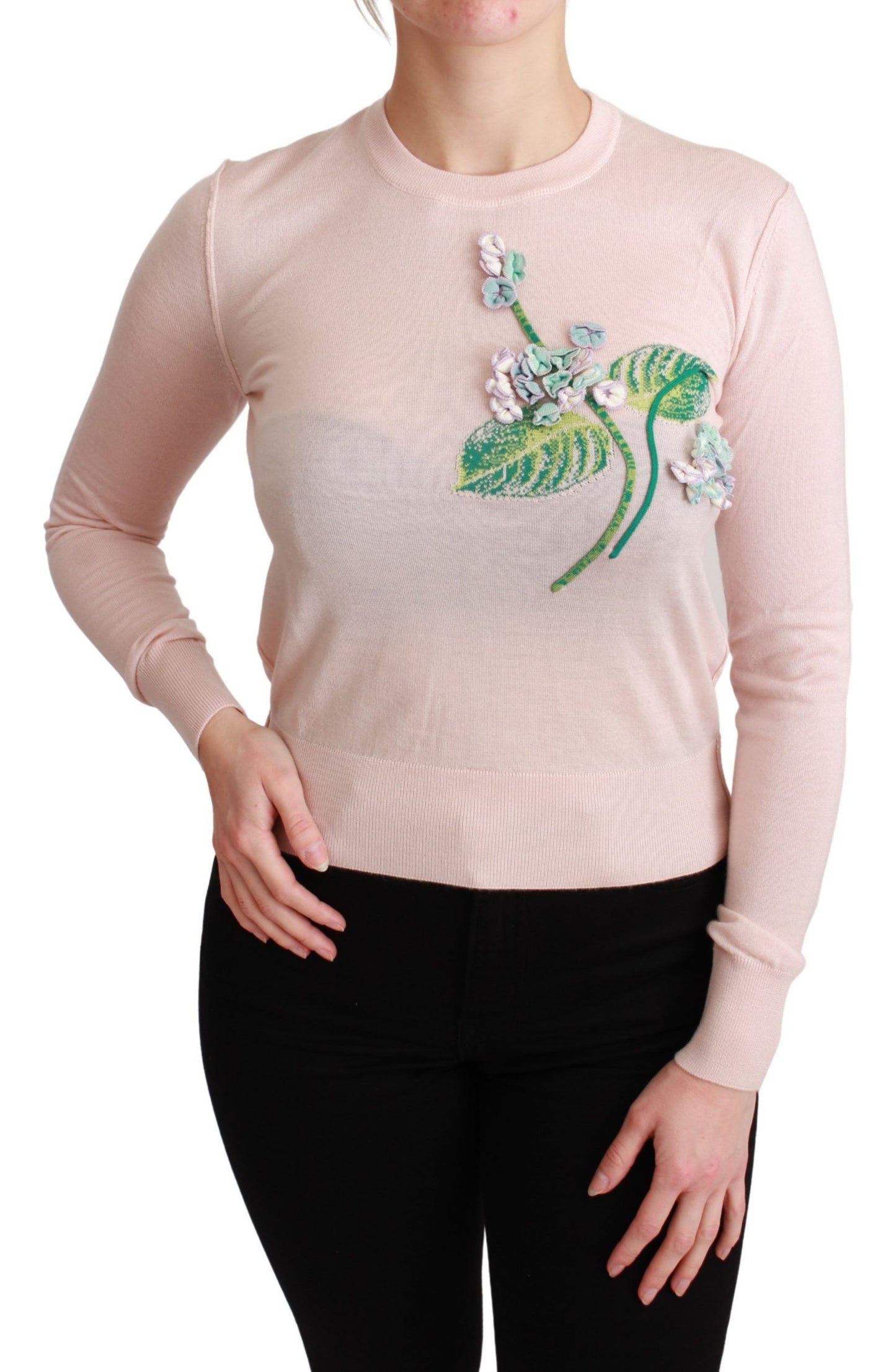 Dolce & Gabbana Seidenmischung Floral Bestickter Pullover