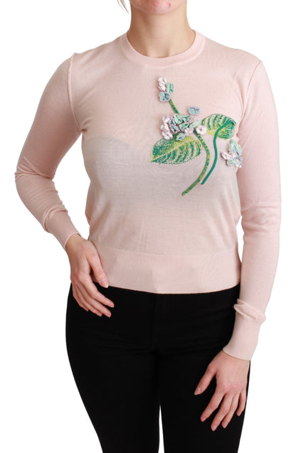 Dolce & Gabbana Seidenmischung Floral Bestickter Pullover