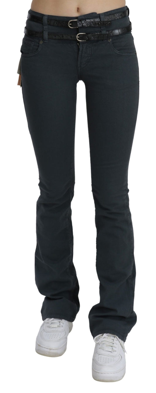 Jeans per pantaloni in denim svasato slim a vita media grigia