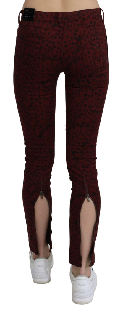 Jeans in cotone slim fit a vita media rosso scuro
