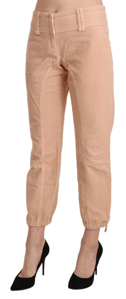 Pantaloni pantaloni corti in cotone beige a vita media