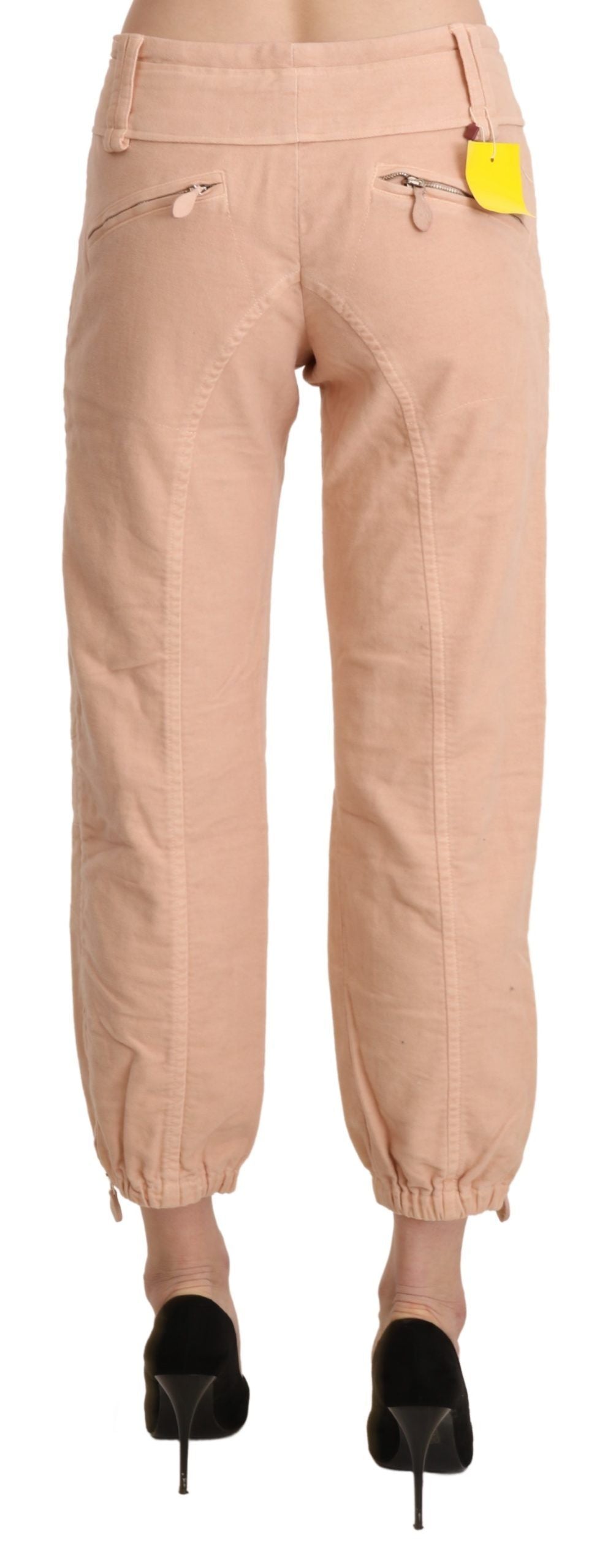 Pantaloni pantaloni corti in cotone beige a vita media