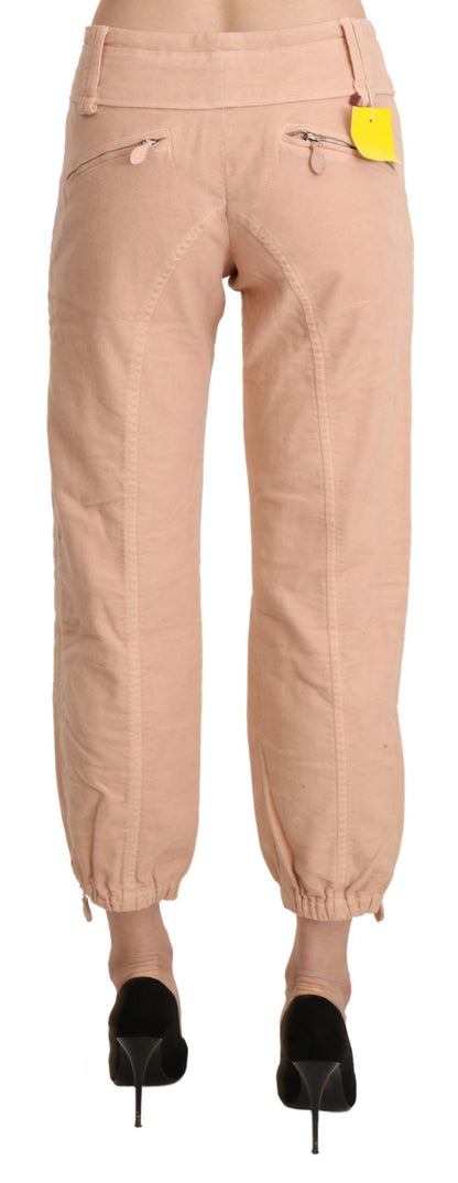Pantaloni pantaloni corti in cotone beige a vita media