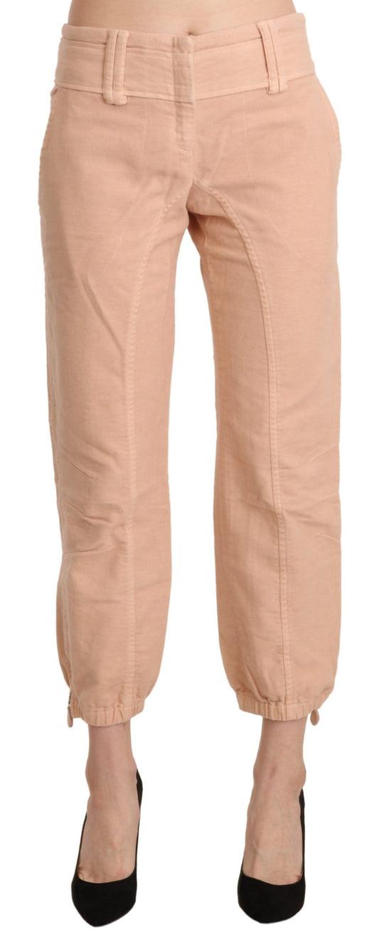Pantaloni pantaloni corti in cotone beige a vita media