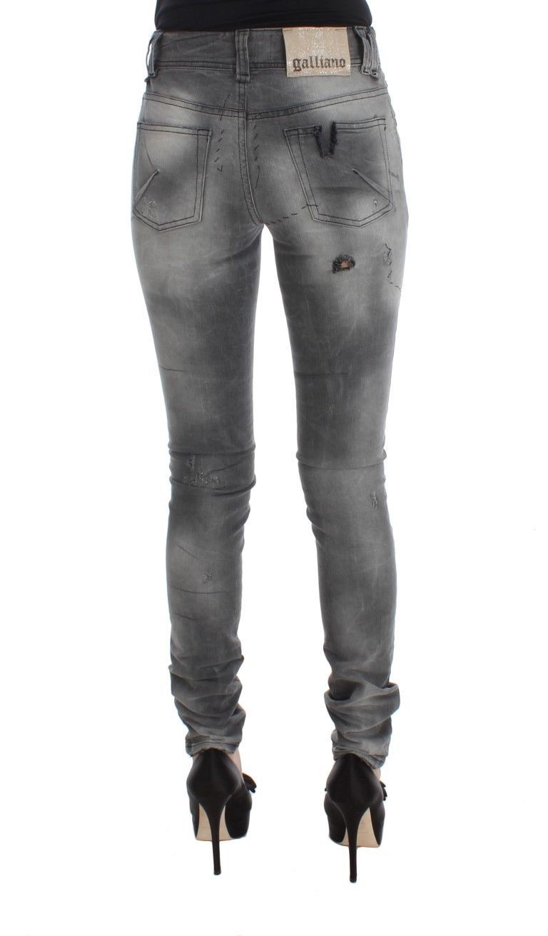 John Galliano Chic Graue Slim Fit Designer Jeans