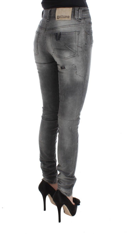 John Galliano Chic Graue Slim Fit Designer Jeans