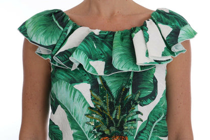 Dolce &amp; Gabbana Elegante Ananasbluse mit Pailletten