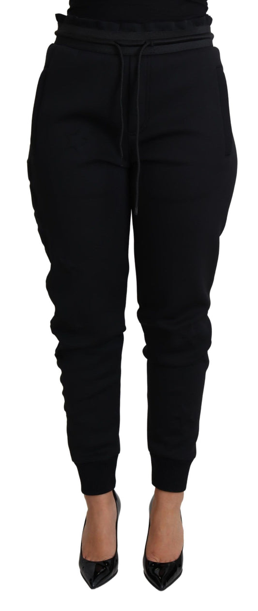 Pantaloni da jogging in neoprene di poliestere nero