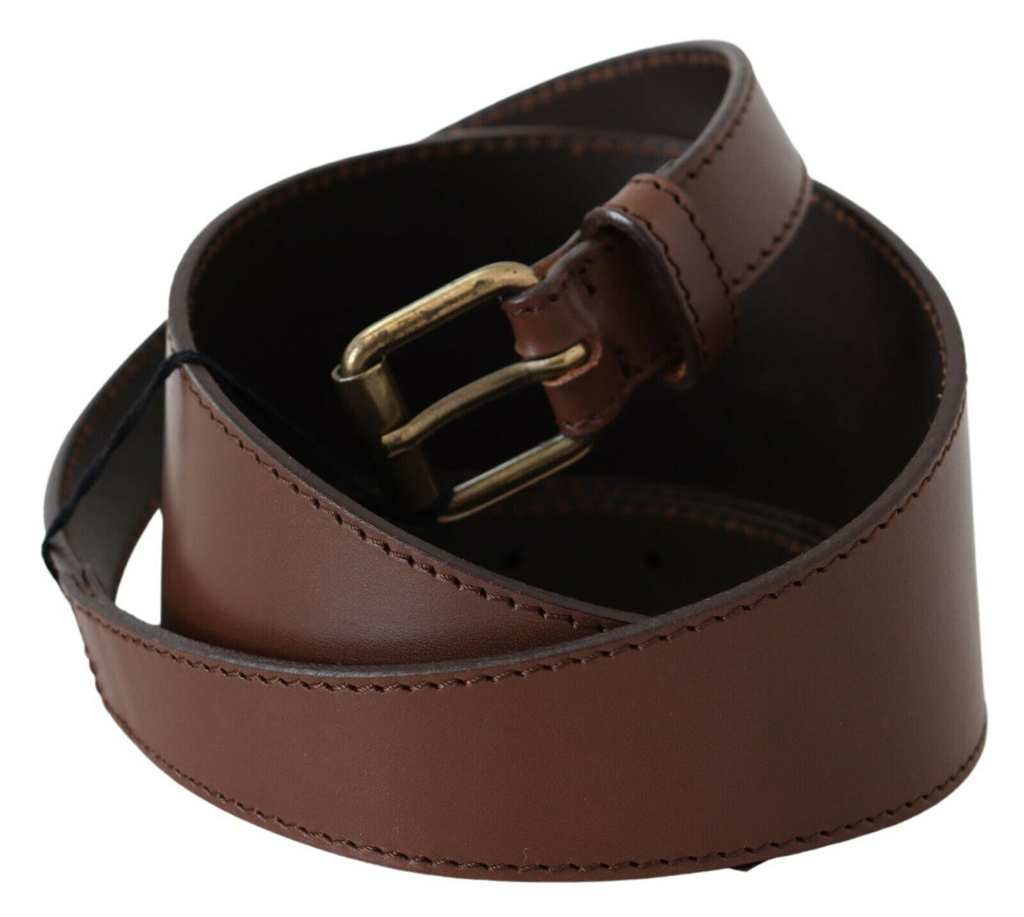 Cintura con fibbia in metallo rustico in vera pelle marrone