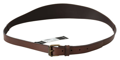 Cintura con fibbia in metallo rustico in vera pelle marrone