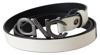 Cintura Cintura con logo in pelle grigio metallizzato