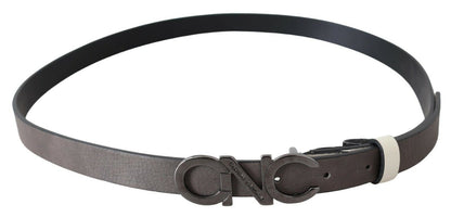 Cintura Cintura con logo in pelle grigio metallizzato