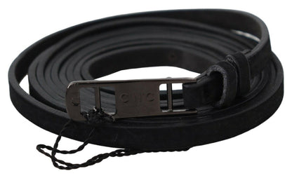 Cintura con fibbia con logo skinny in pelle nera