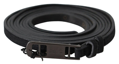 Cintura con fibbia con logo skinny in pelle nera