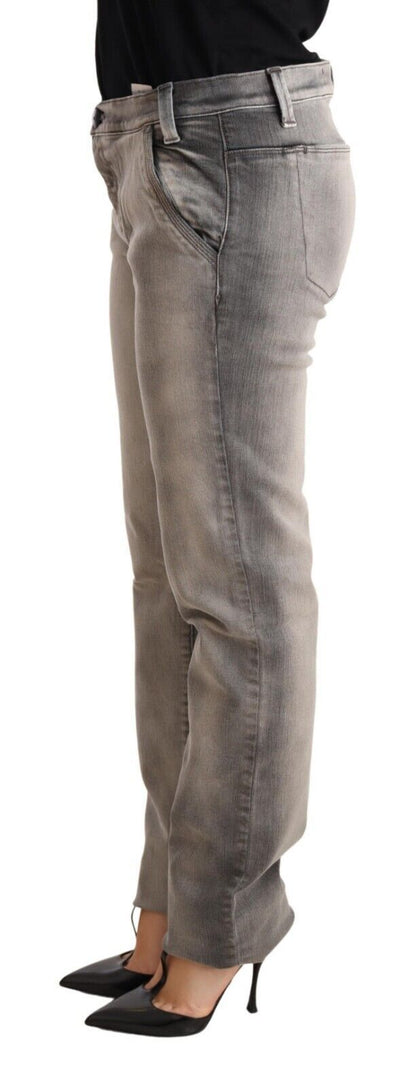 Jeans skinny in cotone con pantaloni skinny a vita bassa lavati grigi