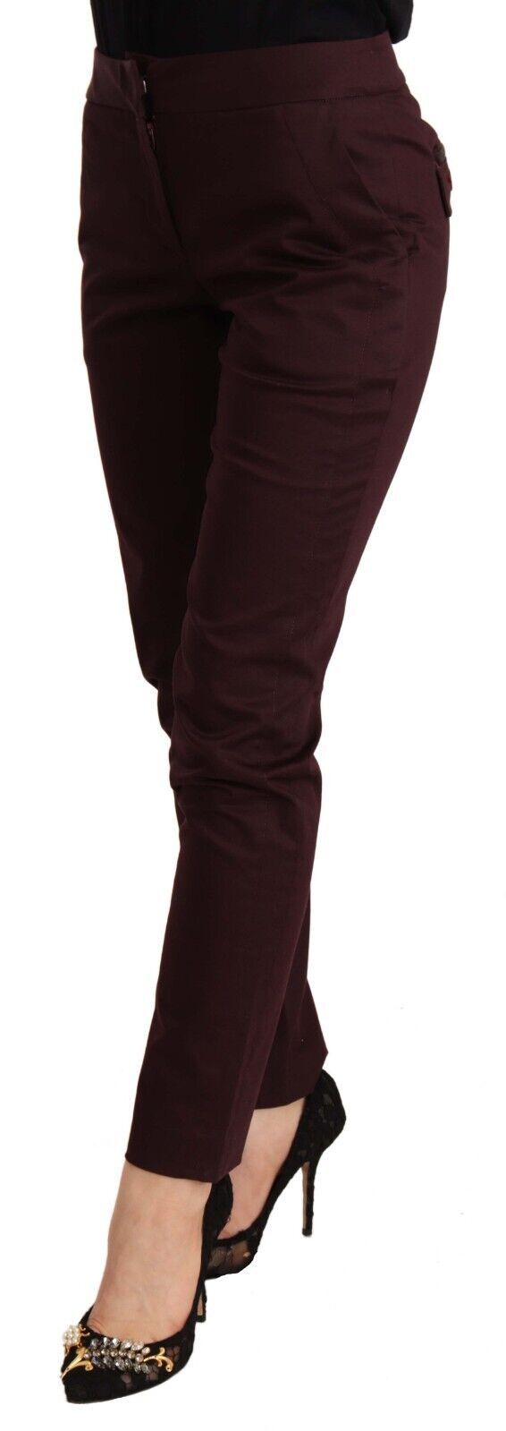 Kastanienbraune, mittelhohe Skinny-Hosen für Damen