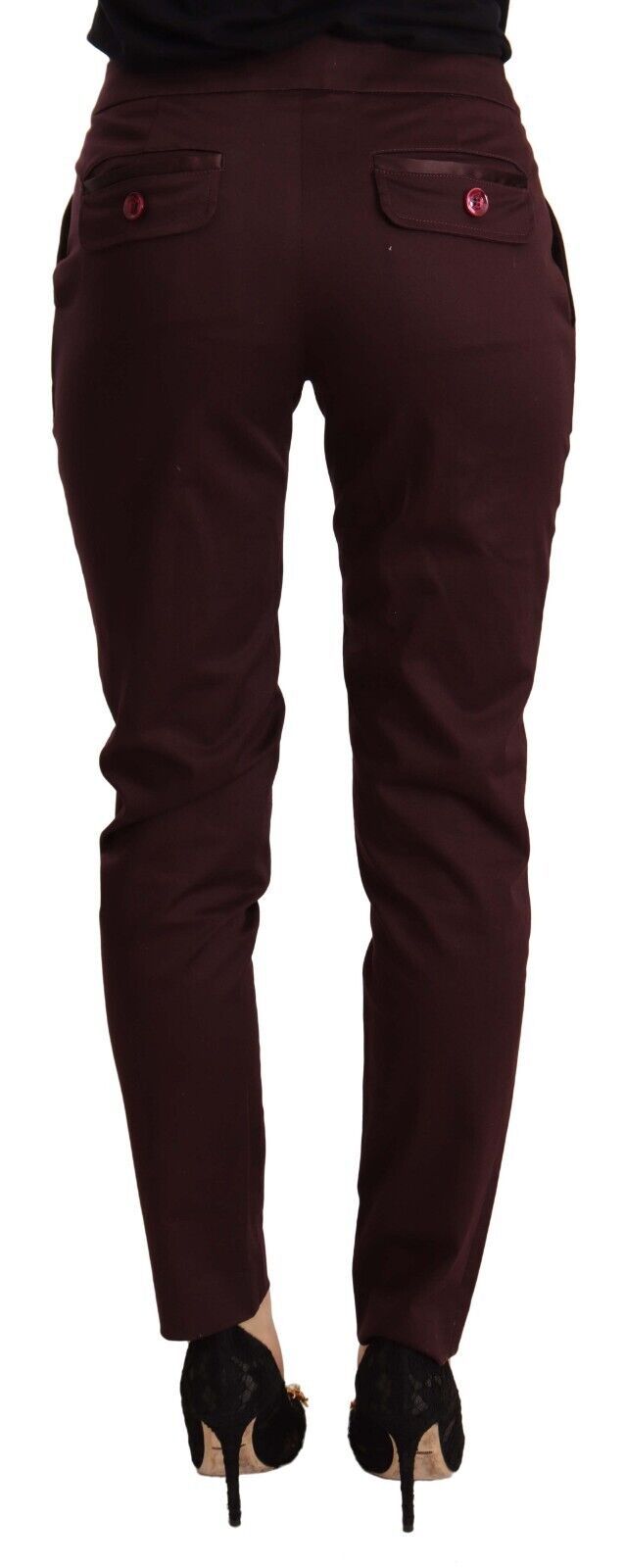 Kastanienbraune, mittelhohe Skinny-Hosen für Damen
